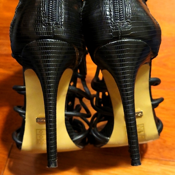 BEBE Strappy black leather heels in size 8 - Picture 6 of 10